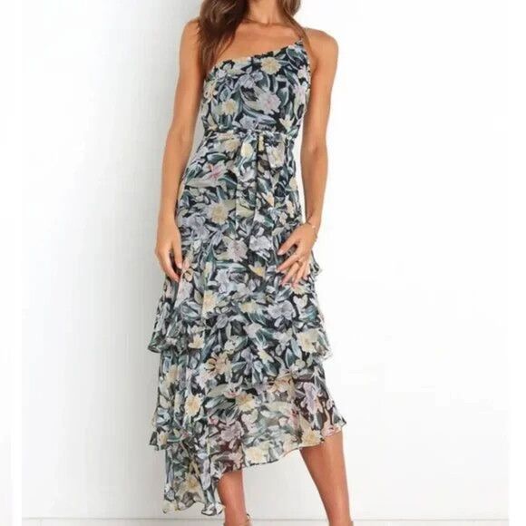 Petal + Pup Amren Dress Womens 8 AU 12 Floral Ruffle Maxi Tiered Spaghetti Strap - Picture 2 of 12